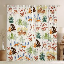 Manfei Kawaii Fox Curtains Pack of 2 (42x84 Each),Safari Animal Bear Curtains Blackout,Rustic Flower Mushroom Bedroom Curtains For Adults,Ultra Soft Home Decor