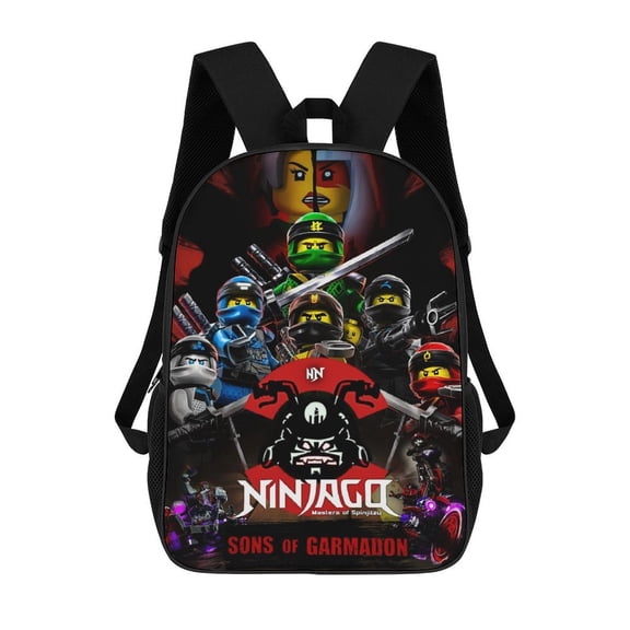 17 Inch Casual Shoulder Bookbag, Ninjago Backpack Knapsack Travel Bag Outdoor Hiking Hiking