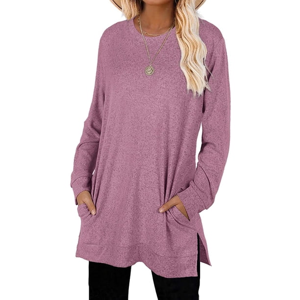 Suéteres para Mujer Manga Larga Cuello Redondo Color Sólido Tops de Moda Xemadio WRMH-137-8