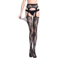 thumbnail image 3 of XINQIHANG Collants Résille Taille Haute pour Femmes, Bas Noirs, 3 of 4