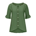 thumbnail image 3 of Women'S Linen Shirt Blouses for Women Fashion 2025 Summer Womens Funny T Shirts Loose Fit Summer Clothes for Short Women 2025 Vacation, 3 of 5