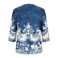 thumbnail image 5 of Womens Plus Size Tops Summer 3/4 Length Sleeve Casual Printed V-Neck Blouse Fashionable And Comfortable Top Spring Beach Vacation Trendy (Size:L-5XL), 5 of 5
