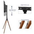 thumbnail image 3 of Studio TV Display Stand, Artistic Easel 45 to 65 inch LED LCD Screen, Adjustable TV Mount with Swivel and Tripod Base for Living Room, Bedroom, Black Bracket, Dark Walnut Legs, 3 of 5