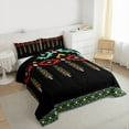 thumbnail image 3 of Feelyou Tribal Boho Aztec Queen Comforter Set for Adult, Retro Western Fashion Bedding Sets, Black Teal Triangle Reversible Bedding Comforter Set, Breathable Home Decor, 3pcs, 3 of 8