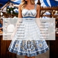 thumbnail image 3 of HBYJLZYG Women's Dirndl Dress, Oktoberfest Bavarian Blue Gingham Sleeveless Midi A-Line Dress with Beer Mug Embroidery and Apron, Traditional German Festival Costume for Carnival Party, 3 of 5