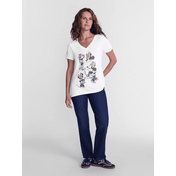 Disney Adult Minnie Sketches V-Neck Top (Women's), XS to XXL