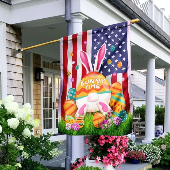 FLAGWIX It's Bunny Time Easter American Flag, Outdoor Easter Decoration - House Flag (29.5" x 39.5")