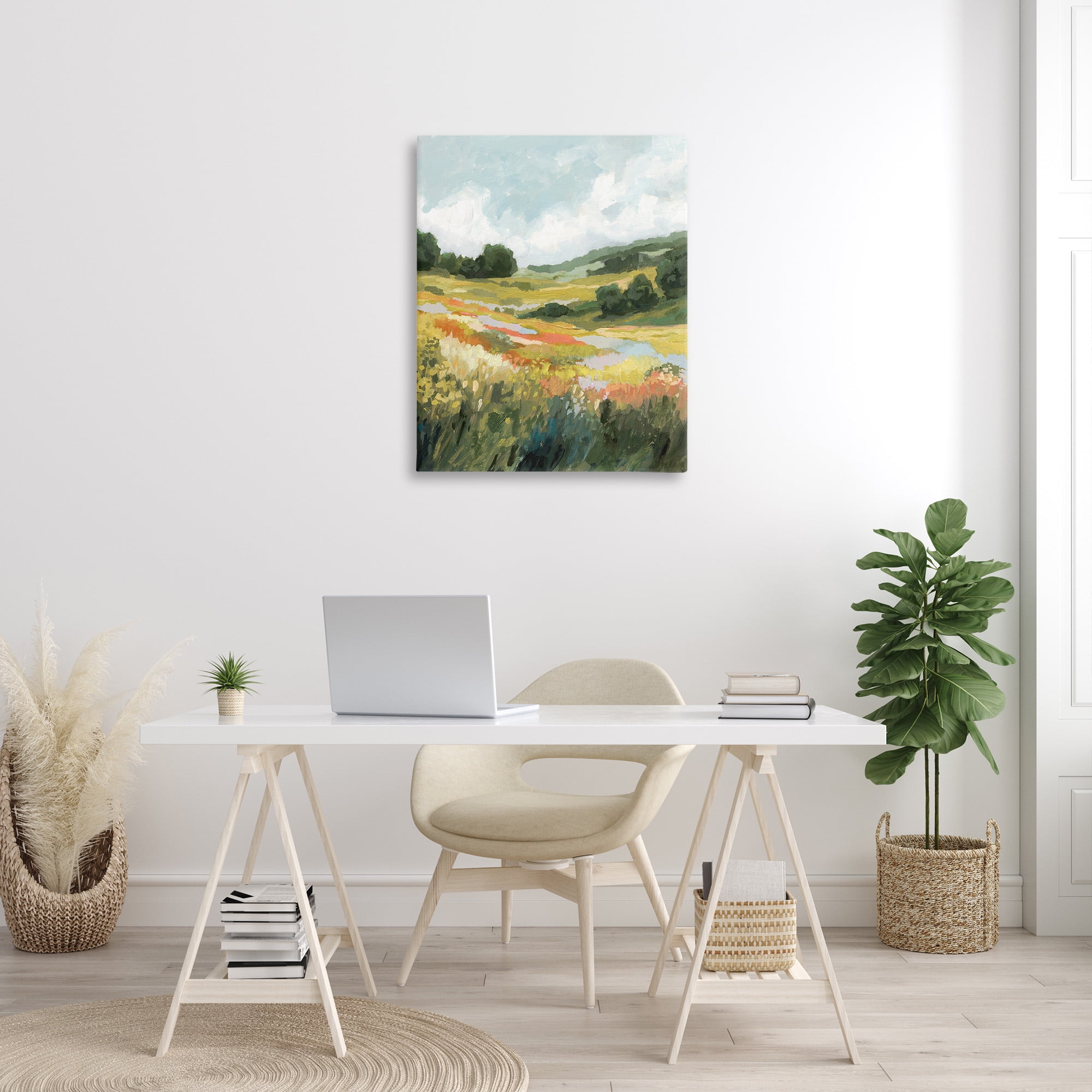 Stupell Industries Meadow with Distant Hills Landscape Painting Gallery Wrapped Canvas Art Print Wall Art, 30 x 40