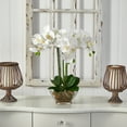 thumbnail image 5 of Nearly Natural White Triple Phalaenopsis Orchid Artificial Flowers in Glass Vase, 5 of 5