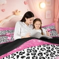 thumbnail image 4 of meiyoeat Gclassic Leopard Print Twin Comforter Sets For Girls,Cute Pink Coquette Bow Bedding Set,Black Reversible,2-Piece,1 Comforter and 1 Pillowcase, 4 of 7
