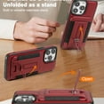 thumbnail image 3 of Dteck for iPhone 16 Case Detachable Wallet Case with Card Holder & Built-in Kickstand, Compatible with MagSafe,[2 in 1] PU Leather Shockproof Back Phone Cover for iPhone 16,Winered, 3 of 4