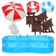 thumbnail image 1 of 2 Sets Mini Swimming Pool Mini House Swim Ring Beach Chair Beach Umbrella Models, 1 of 8