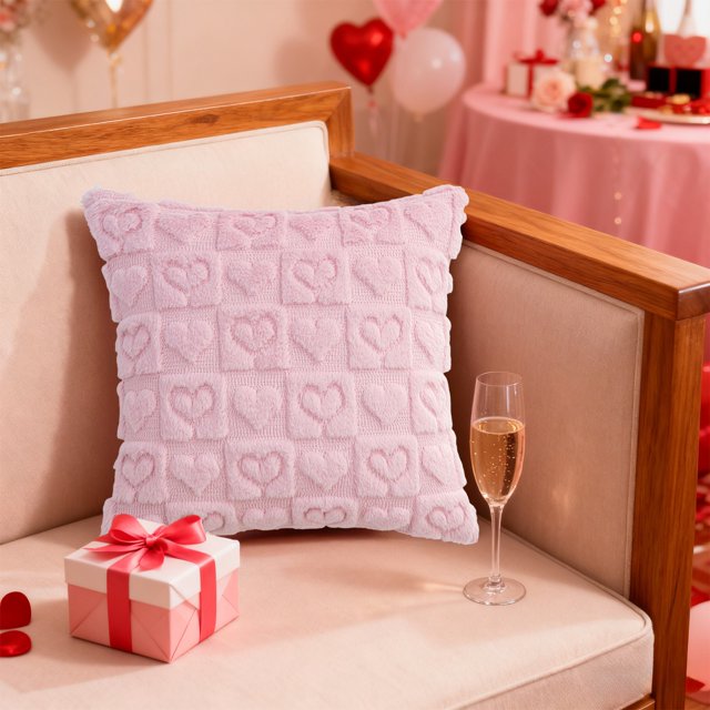 Funda de almohada de felpa, decoración navideña, funda de almohada de San Valentín, funda de almohada con pelusa en forma de corazón, funda de cojín para sofá de sala de estar, funda de almohada, deco