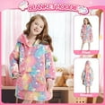 thumbnail image 3 of RAINBEAN Glow in The Dark Wearable Blanket Hoodie with Pocket for Kids 3-6 Birthday Gifts, Soft Warm Sherpa Oversize Blankets Sweatshirt, 3 of 10