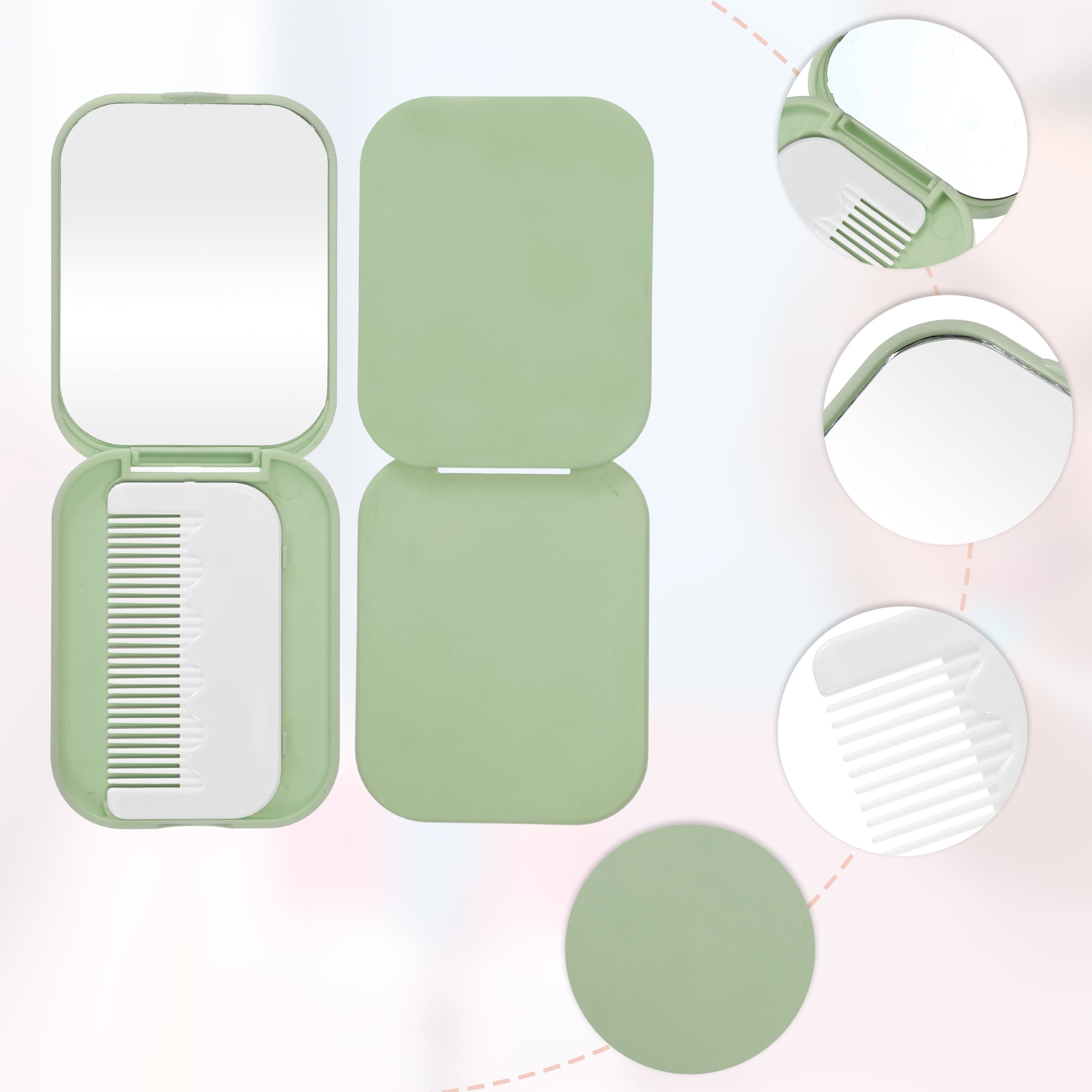 Unique Bargains 1 Pc Women's Mirror Comb for Curly Straight Dry Wet Hair Green