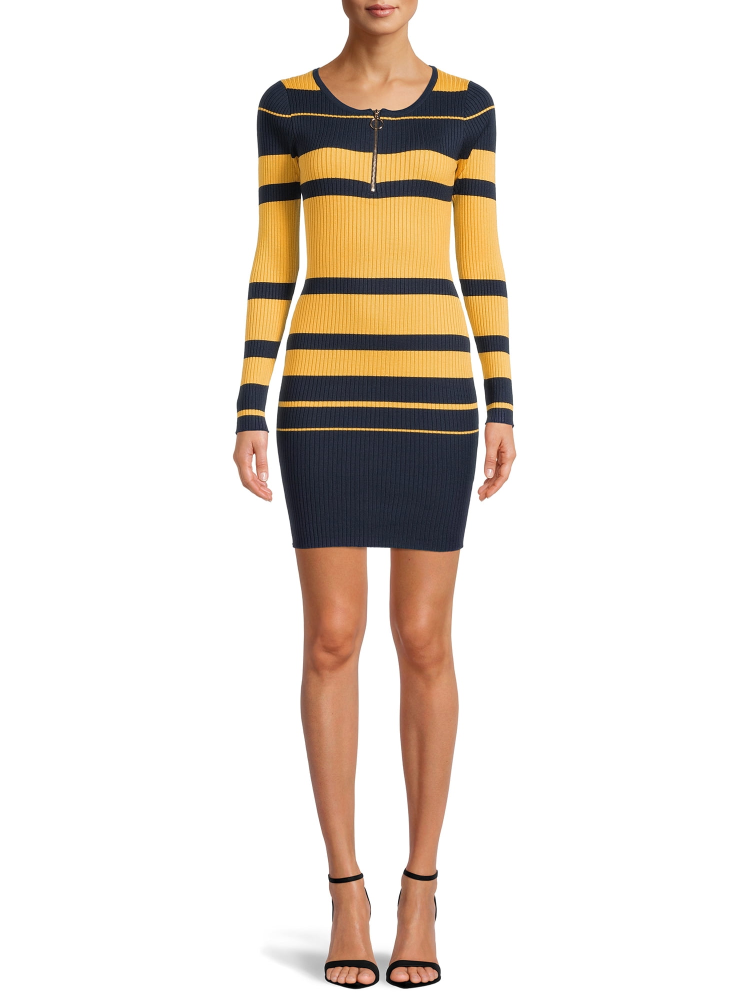 No Boundaries Juniors Zip Front Stripe Dress