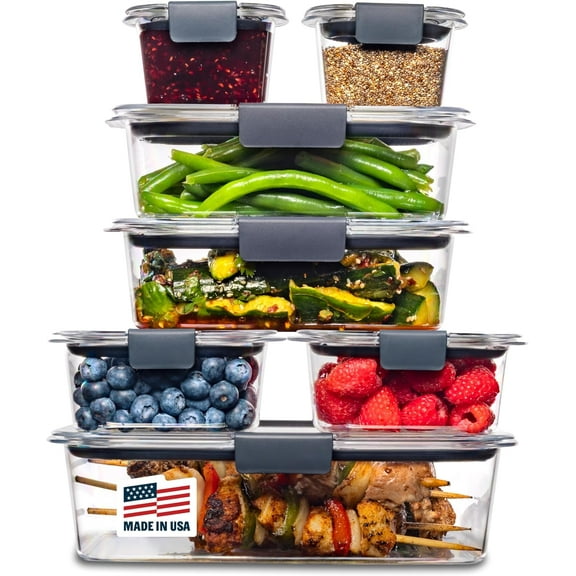 Brilliance Food Storage Containers, 14 Piece Plastic Containers with Lids, BPA-Free, Leak Proof, Clear