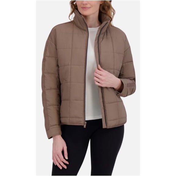 Roxy Women’s Quilted Puffer Jacket, Full Zip, Brown, Size Medium