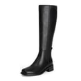 thumbnail image 1 of Botas altas hasta la rodilla QIY Fall 2025 para mujer, piel negra, tacón bajo, 1 of 7
