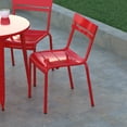 thumbnail image 3 of Emma + Oliver Armless Powder Coated Steel Stacking Dining Chair with 2 Slat Back for Indoor-Outdoor Use in Red, 3 of 12