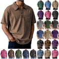 thumbnail image 2 of BiZtdJrK Men's Vintage Washed Distressed Polos Shirts Short Sleeve Button Down Collar Tees Tops Solid Casual Cotton Golf Shirt with Pocket Green XXXL, 2 of 7