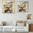thumbnail image 4 of Designart "Beauty in African Woman's Floral Portrait" People Framed Wall Art Decor - Global Beige African Tribal Entryway Framed Wall Art, 4 of 6
