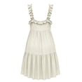 thumbnail image 5 of Smsaxvxz Summer Backless Mini Dresses for Women Fashion Solid V Neck Spaghetti Strap Casual Beach Vacation Sundress White S, 5 of 8