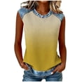 thumbnail image 3 of Sentmoon Camisole en Denim Femme Chemisiers pour Femmes Sans Manches Col Rond Patchwork Coupe Régulière avec Imprimé Extensible Hauts pour Femmes Été Stylé pour le Travail et le Bureau P-2TG, 3 of 8