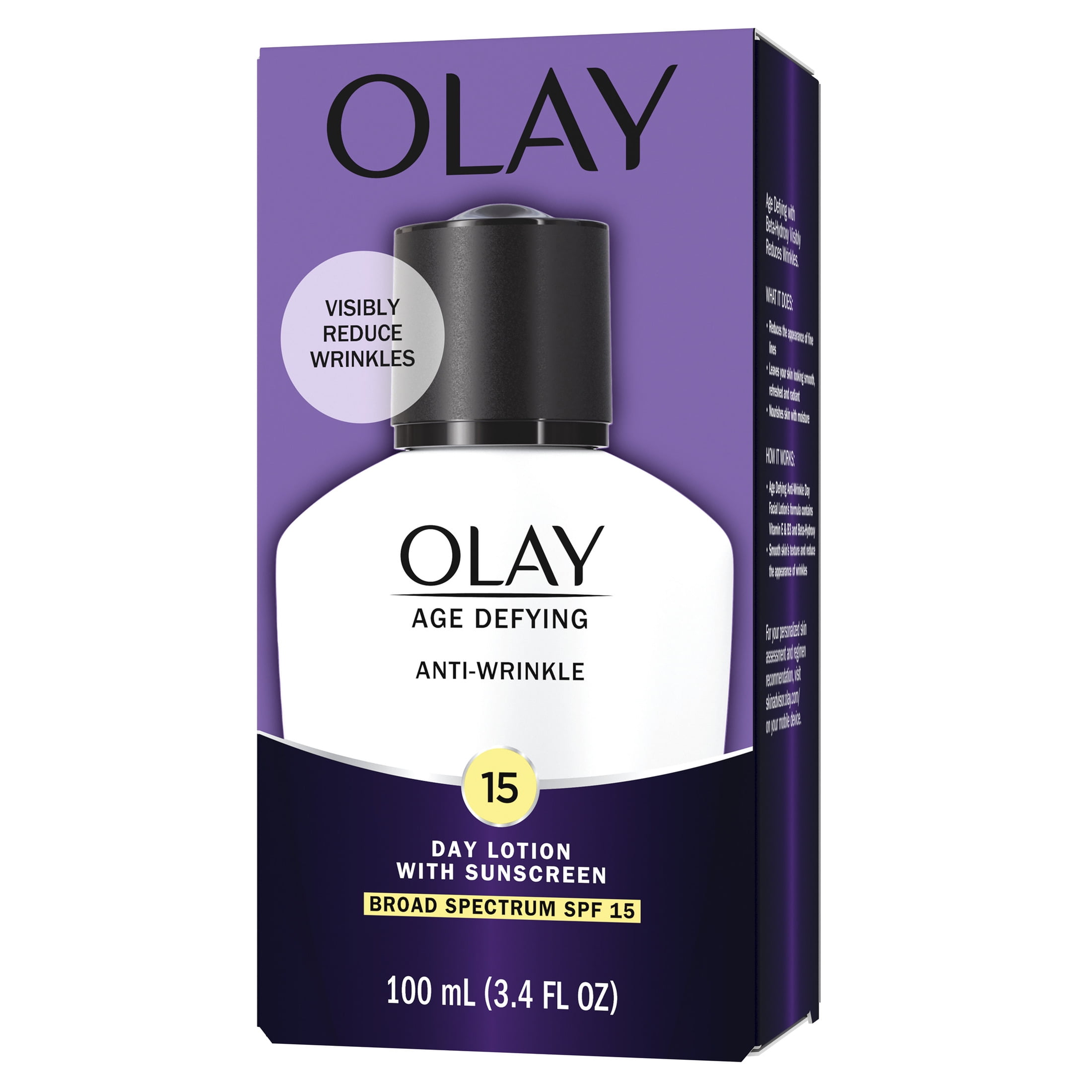 (3 pack) Olay Age Defying Anti-Wrinkle Day Face Lotion, Anti-Aging Moisturizer with Sunscreen SPF 15, 3.4 fl oz