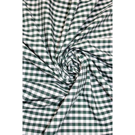 1/4" Gingham Check Broadcloth Fabric, 60" Wide, Sells by the Yard from Sal Tex Fabrics, Hunter Green