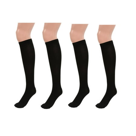 4 Pairs Black Knee High Graduated Compression Socks for Men & Women - BEST Stockings for Running, Medical, Athletic, Diabetic, Swelling, Varicose Veins, Travel, Pregnancy, Shin Splints,