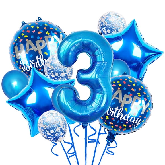 Set de 11 globos azules para fiesta de 3er cumpleaños Chaungfu