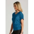 thumbnail image 3 of Women's Solid Short Sleeve V Neck Dolman Top With Side Shirring Teal L, 3 of 4