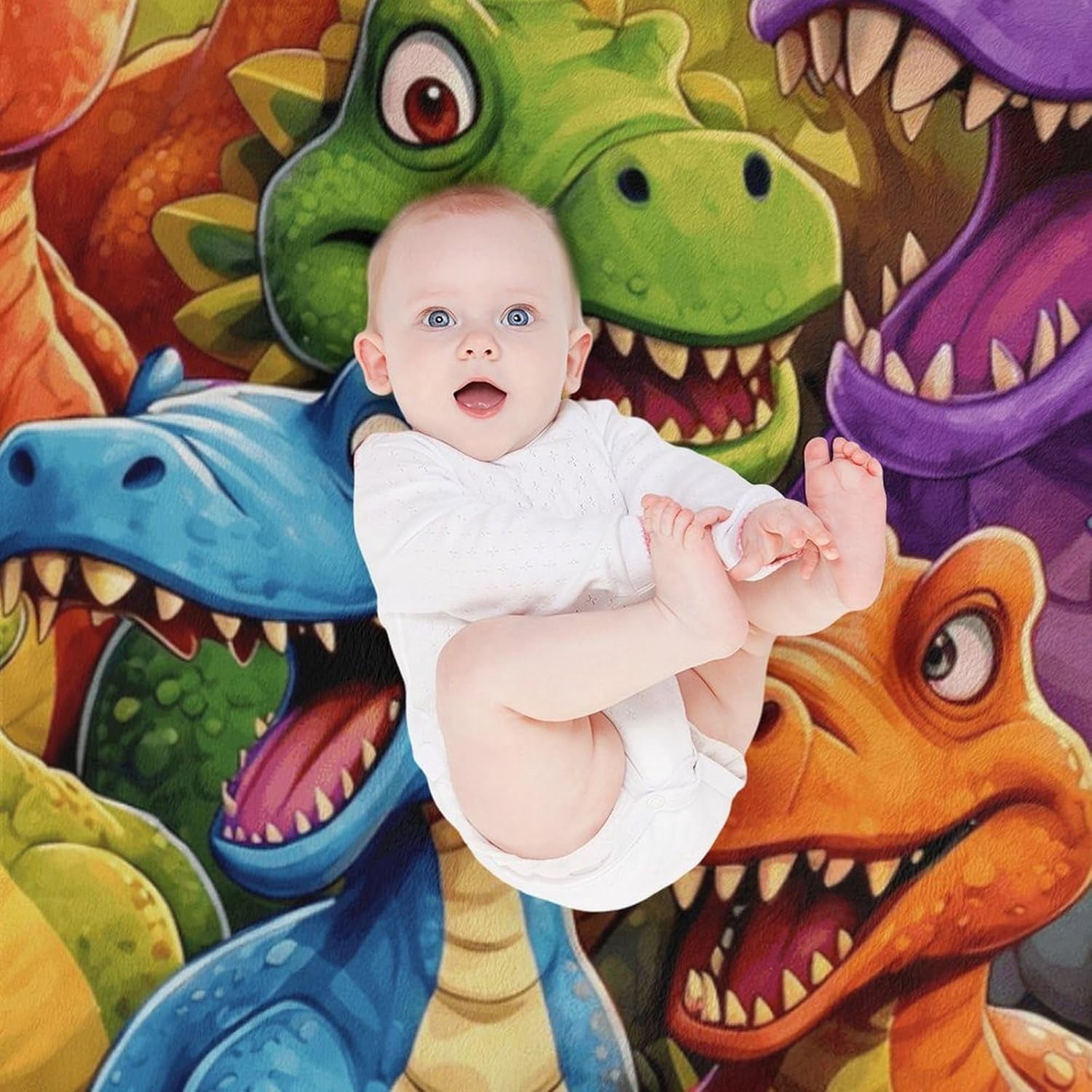 Dinosaur Blanket for Boys & Kids - Blanket Boom Ultra Soft Flannel Fleece Throw, Cute 3D Dino Print Plush Bed Blanket for Toddlers, Cozy Warm for Couch Sofa & Travel, 50"x60"