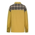 thumbnail image 5 of Lovskoo 2024 Women's Spring Long Sleeve Denim Jean Jacket Button Down Shirt Distressed Plaid Patchwork Boyfriend Jacket Yellow, 5 of 6