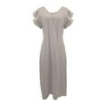 thumbnail image 6 of Summer Beach Dresses for Womens 2025 Plus Size Fashion Sleeveless V-Neck Solid Color Flying Sleeve Long Dress, 6 of 7