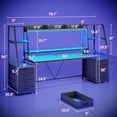 thumbnail image 5 of Gaming Desk with LED Lights, Large PC Gamer Desk Workstation with 8 Drawers and Storage Shelves, 5 of 8
