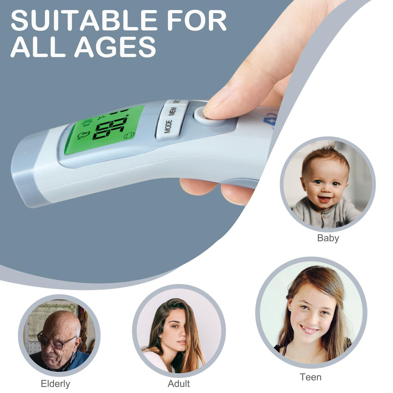 Amplim Digital Thermometer for Adults, Infants, and Kids. No-Touch Forehead Temperature Thermometer, Non-Contact Baby Fever Thermometer, FSA HSA eligible