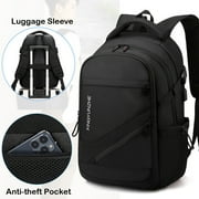 19 inch Travel Laptop Backpack, Business Backpack Anti Theft Slim Durable Bookbag with USB Charging Port, Water Resistant School Backpack for Women & Men Fits 13-16.5 inch Laptop and Notebook - Black