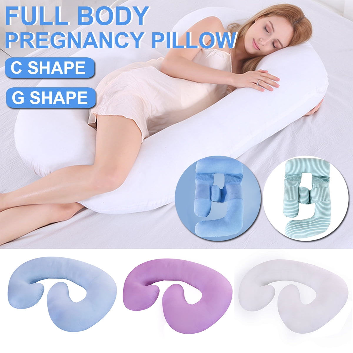 G Shaped Pillow Case Extra Filled Support for Pregnancy Maternity Nursing UK 