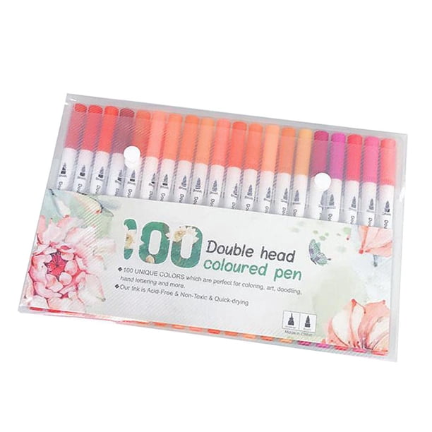 Surtido de 100 colores de doble punta, delineador fino, tinta, bolígrafos , de punta para dibujo artístico y pintura, diario / álbu perfecl marcador de marca de lápiz de línea fina