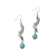 thumbnail image 2 of Soumake 1 Pair Women Hanging Earrings Retro Anti-Allergy Bohemian Style Swirling Feather Shape Electroplated Faux Turquoise Ear Jewelry Prom Party Long Hook Earrings Dangle Earrings, 2 of 7