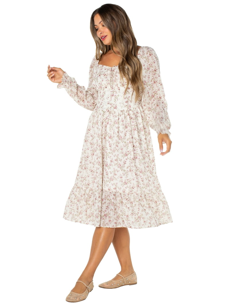 Celebrity Pink Women's and Women's Plus Long Sleeve Midi Dress, Sizes XS-4X  - Walmart.com