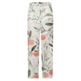 thumbnail image 5 of Peach Watercolor Floral Pattern Design Winter Female Pants Flannel High Waist Women Pants Lady Warm Straight Leg Plush Trousers, 5 of 7
