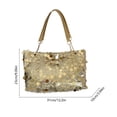 thumbnail image 3 of Bolso de hombro con lentejuelas Tote de gran capacidad - Bolso de cadena para desplazamientos de moda, estilo coreano, bolso portátil para viajes casuales y portátiles, diseño plisado suave, 3 of 6