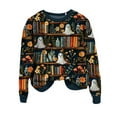 thumbnail image 1 of Tricot Livre de Lecture pour Femmes Halloween Mignon Automne Col Rond Sans Capuche, 1 of 3