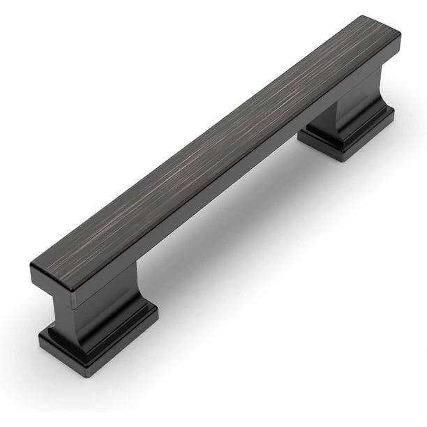 Paquete de 10 tiradores de níquel satinado cepillado para gabinetes, con orificio central de 96 mm (3-3/4 pulgadas), herrajes para gabinetes, manijas para gabinetes de cocina, para baño, tocador.