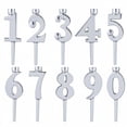 thumbnail image 1 of Rewenti Reusable Number Birthday Candle Set 0-9 Number Candle Set Adjustable Candles Stand for Birthday Cakes Gold Cake topper Digital Candles, 1 of 4