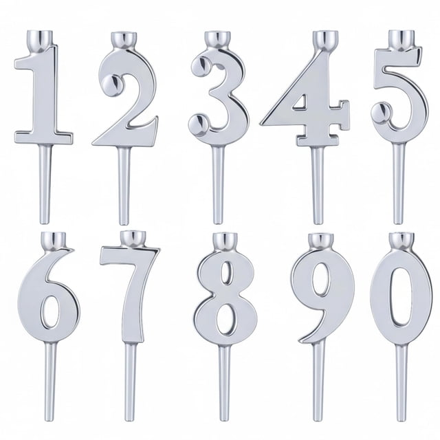 Rewenti Reusable Number Birthday Candle Set 0-9 Number Candle Set Adjustable Candles Stand for Birthday Cakes Gold Cake topper Digital Candles