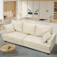 thumbnail image 3 of 87" Corduroy Sofa,3 Seater Sofa with Extra Deep Seats,Neche Comfy Upholstered Couch for Living Room,2 Pillows,Beige, 3 of 11